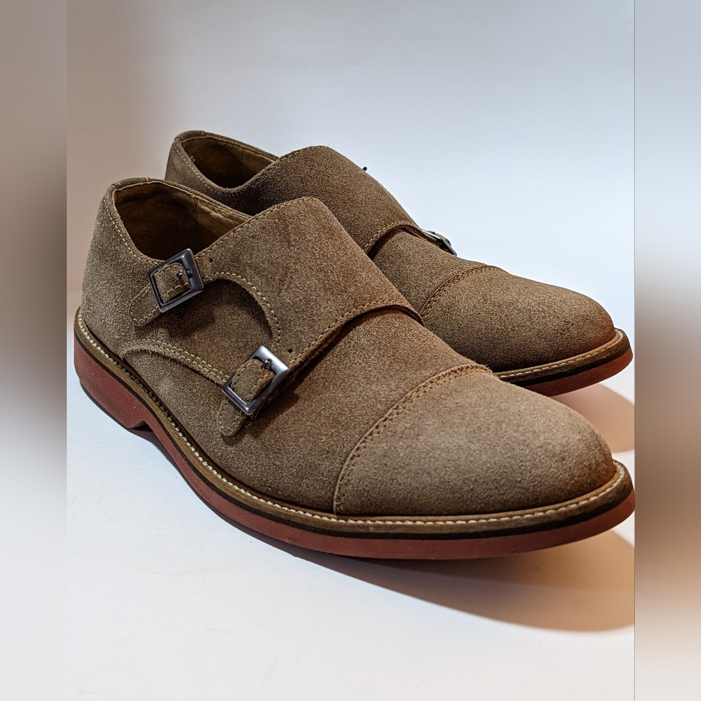 1901 Lynden Double Monk Strap Tan Suede Size 10M